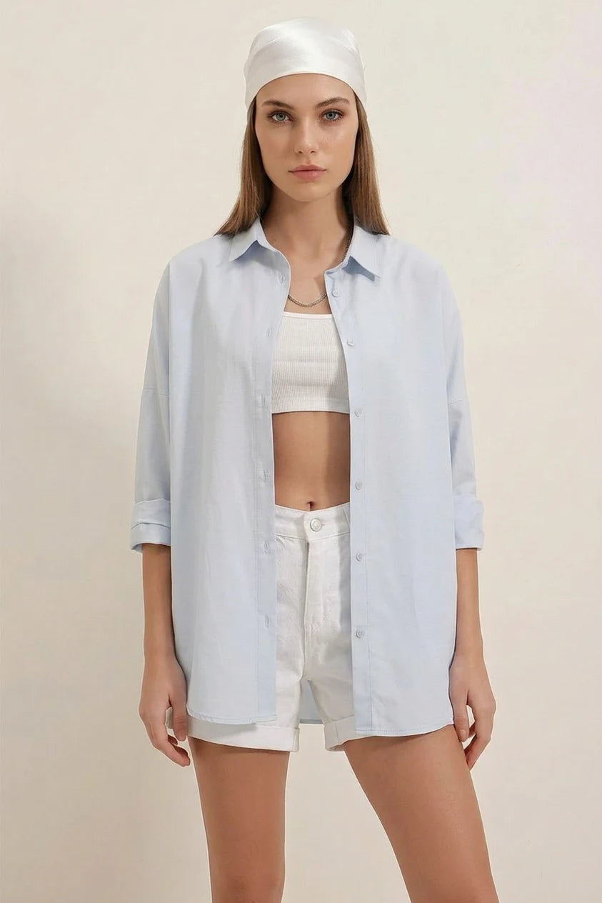 Kadın Oversize Basic Pamuklu Gömlek – Renk Seçenekleri 2