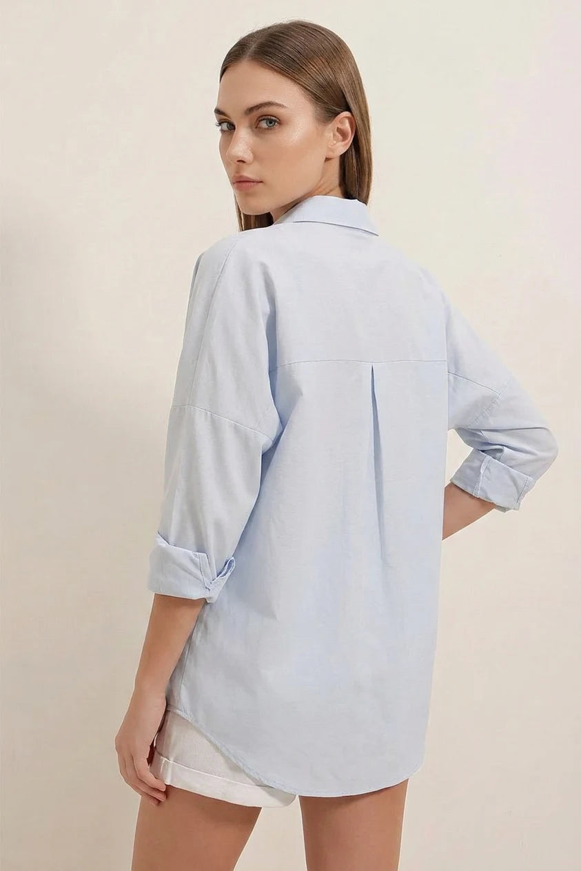 Kadın Oversize Basic Pamuklu Gömlek – Renk Seçenekleri 2