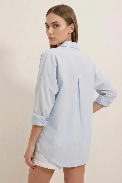 Kadın Oversize Basic Pamuklu Gömlek – Renk Seçenekleri 2