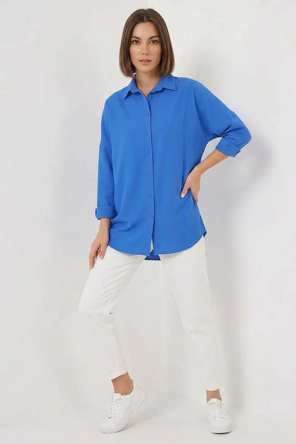 Kadın Uzun Kol Basic Oversize Pamuklu Gömlek