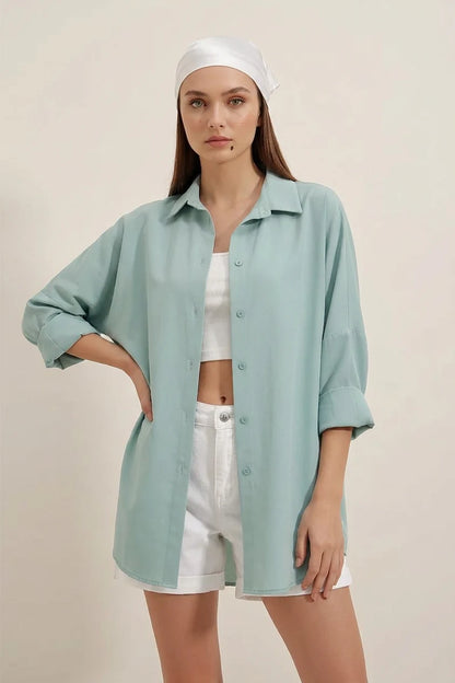 Kadın Oversize Basic Pamuklu Gömlek – Renk Seçenekleri 1