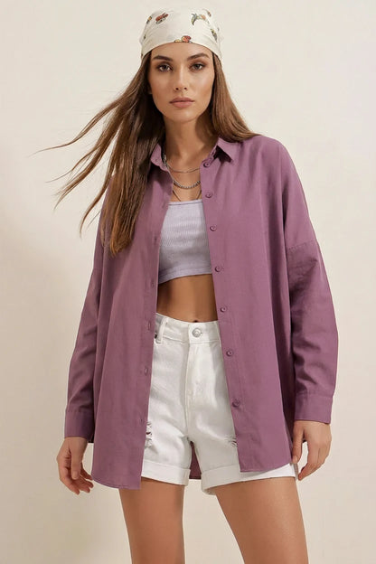 Kadın Oversize Basic Pamuklu Gömlek – Renk Seçenekleri 2