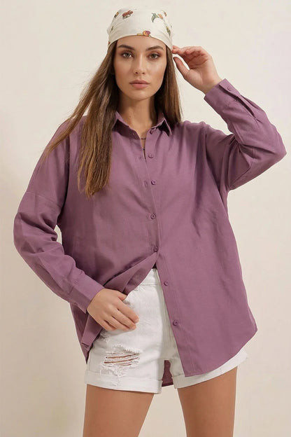Kadın Oversize Basic Pamuklu Gömlek – Renk Seçenekleri 2