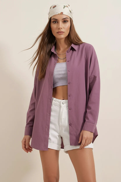 Kadın Oversize Basic Pamuklu Gömlek – Renk Seçenekleri 2