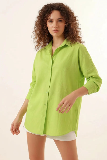 Kadın Oversize Kesim Basic Pamuklu Gömlek – Renk Seçenekleri 1