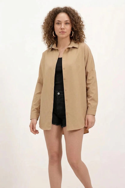 Kadın Basic Oversize Pamuklu Gömlek