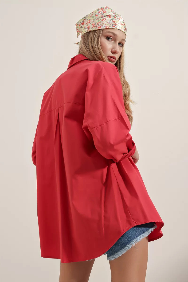 Kadın Oversize Basic Pamuklu Gömlek – Renk Seçenekleri 2