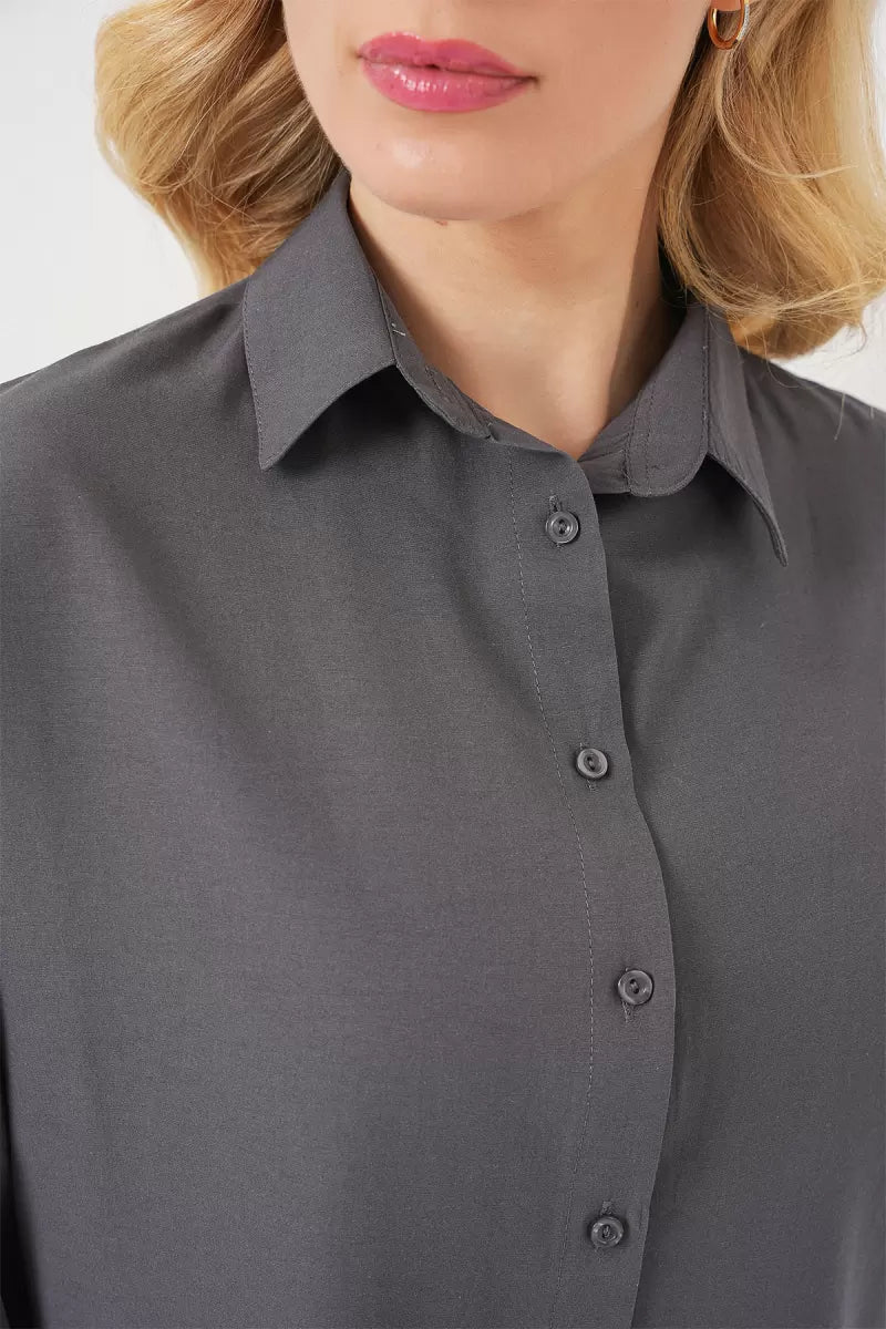Kadın Oversize Kesim Basic Pamuklu Gömlek – Renk Seçenekleri 2