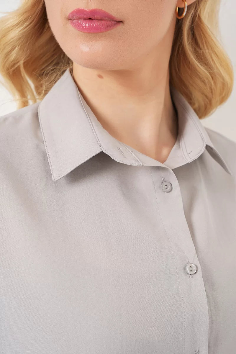 Kadın Oversize Kesim Basic Pamuklu Gömlek – Renk Seçenekleri 1