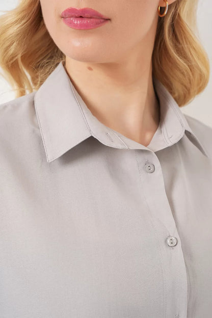 Kadın Oversize Kesim Basic Pamuklu Gömlek – Renk Seçenekleri 1