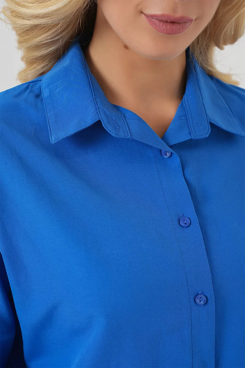 Kadın Uzun Kol Basic Oversize Pamuklu Gömlek