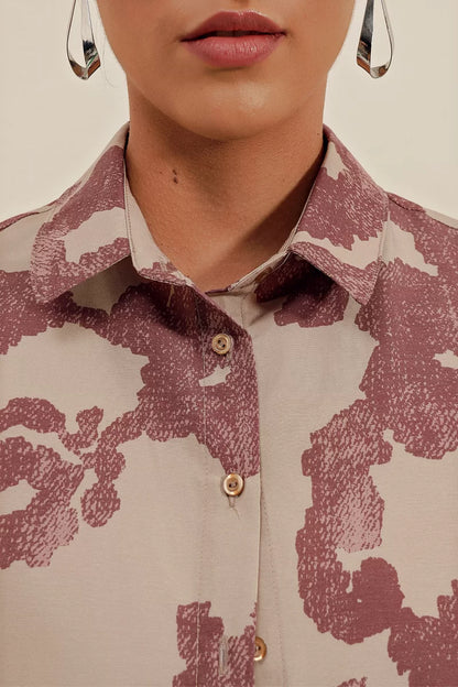 Kadın Basic Oversize Desenli Pamuklu Gömlek