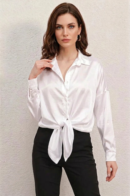 Kadın Oversize Saten Gömlek