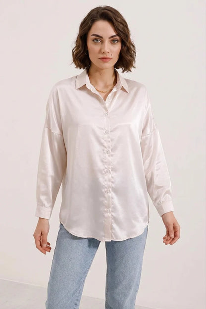 Kadın Oversize Saten Gömlek