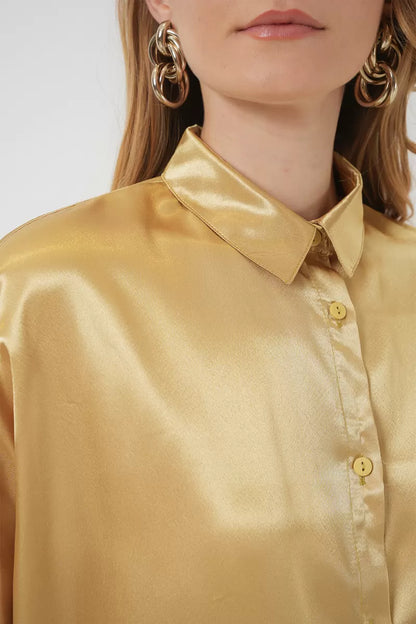 Kadın Oversize Saten Gömlek