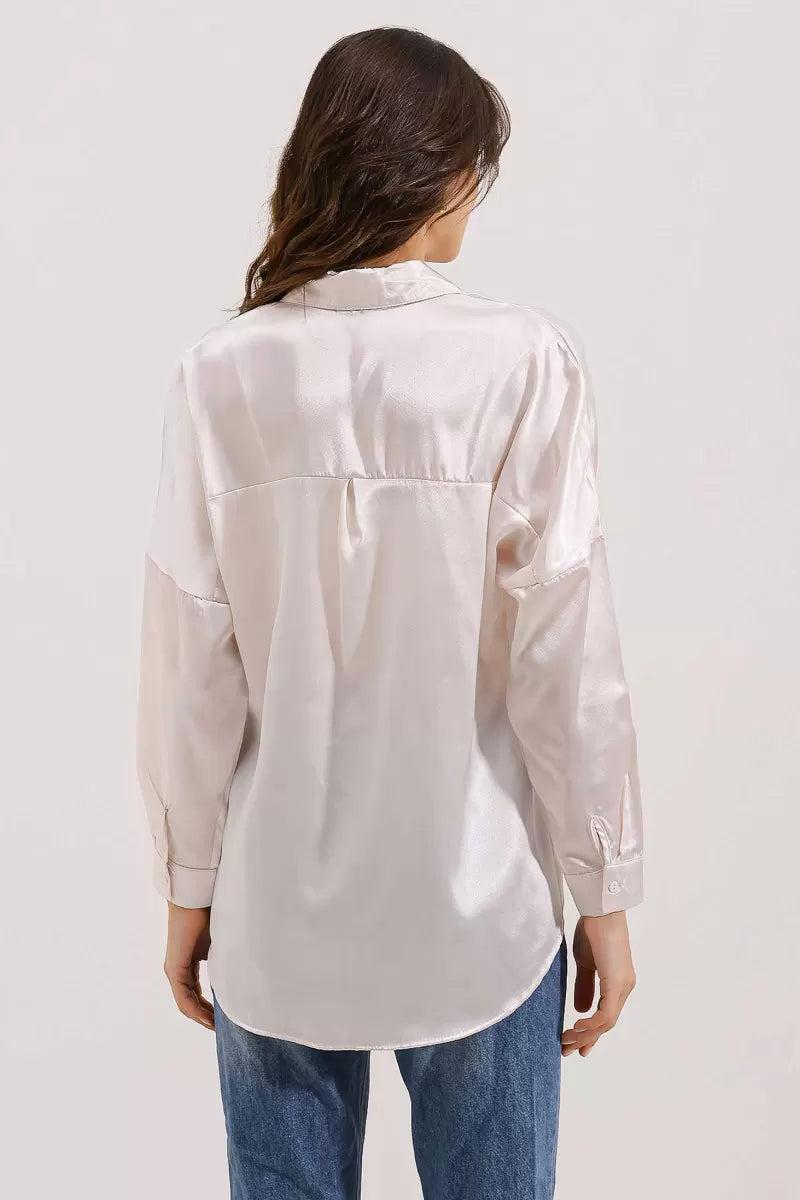 Kadın Oversize Saten Gömlek