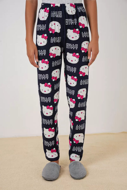 Kadın Desenli Açık Lacivert Pijama Altı