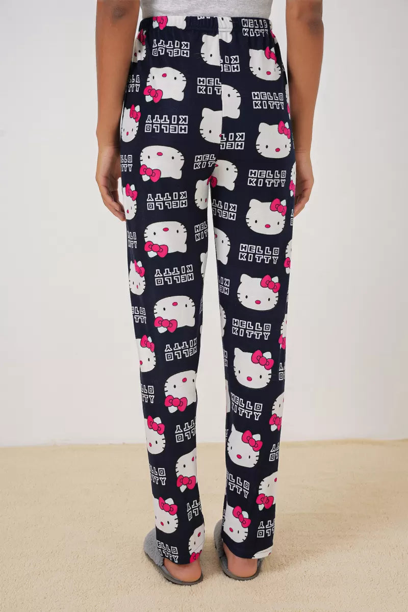 Kadın Desenli Açık Lacivert Pijama Altı