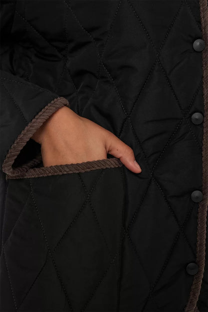 Kadın Klasik Yaka Oversize Kapitone Çift Renk Mont