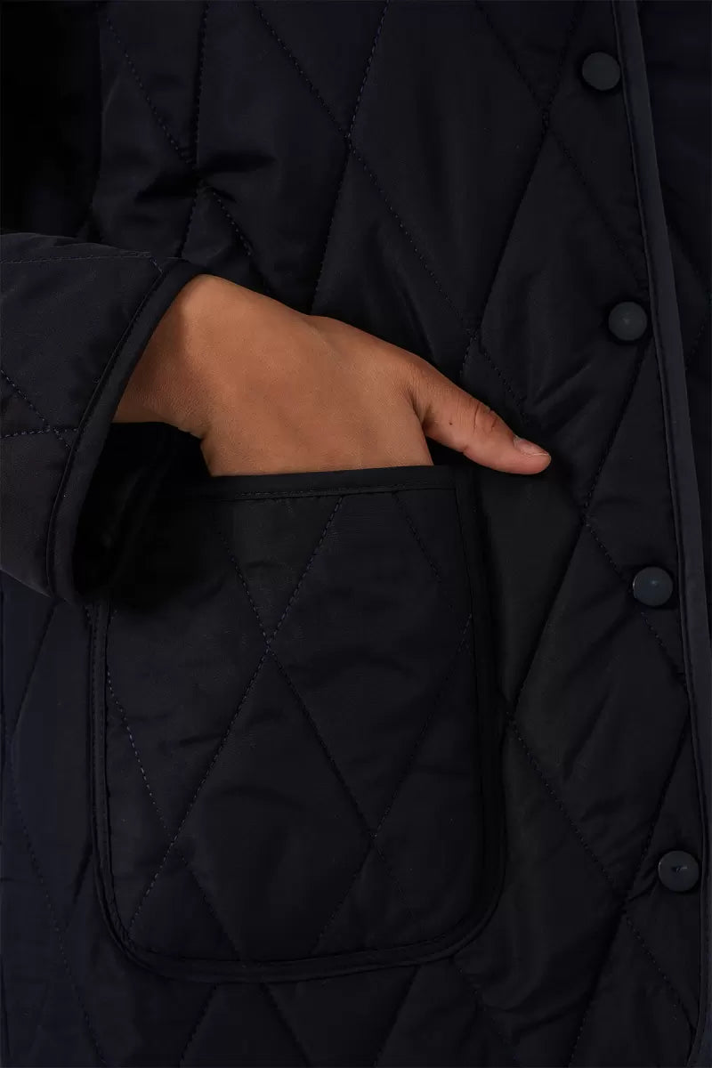 Kadın Klasik Yaka Oversize Kapitone Çift Renk Mont