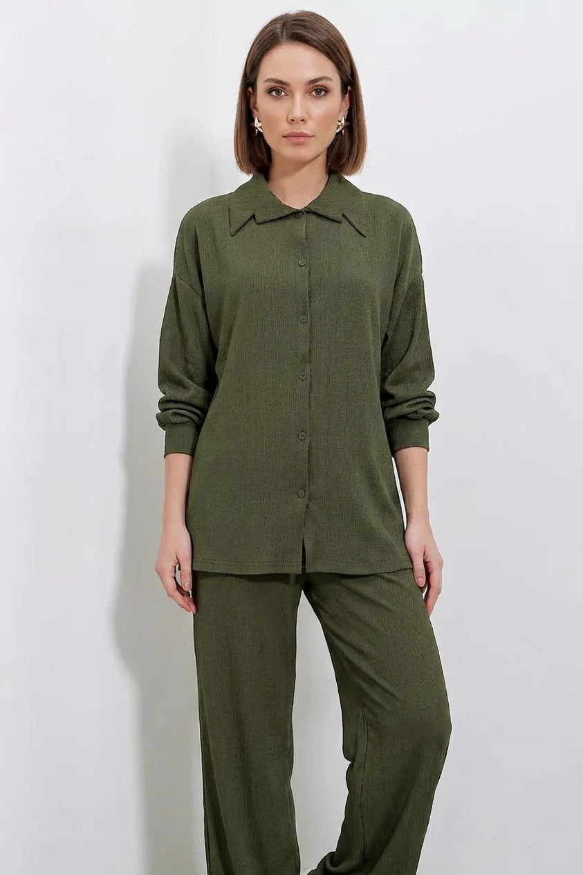 Kadın Gömlek Yaka Oversize İkili Takım – Renk Seçenekleri 1
