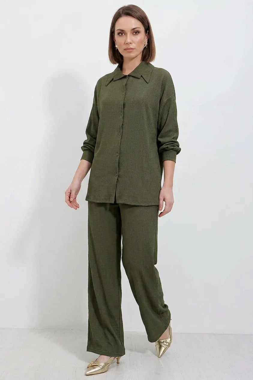 Kadın Gömlek Yaka Oversize İkili Takım – Renk Seçenekleri 1