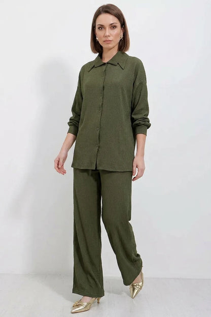 Kadın Gömlek Yaka Oversize İkili Takım – Renk Seçenekleri 1