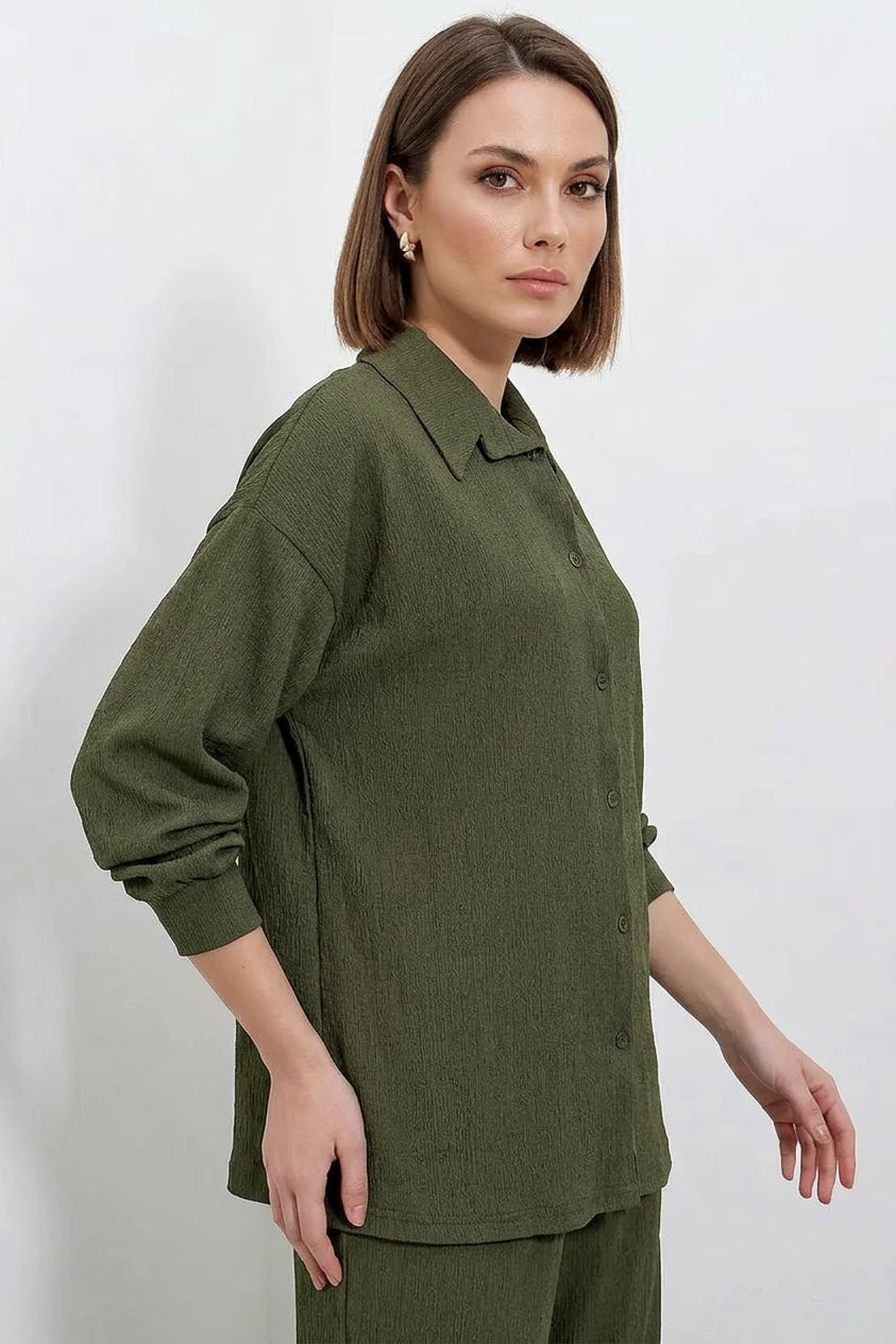 Kadın Gömlek Yaka Oversize İkili Takım – Renk Seçenekleri 1