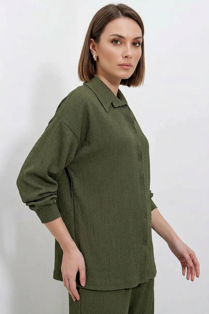 Kadın Gömlek Yaka Oversize İkili Takım – Renk Seçenekleri 1