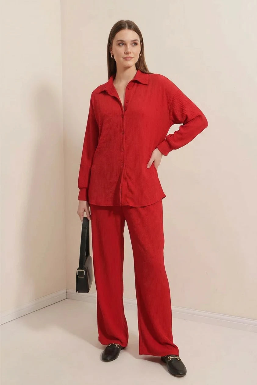 Kadın Gömlek Yaka Oversize İkili Takım – Renk Seçenekleri 1