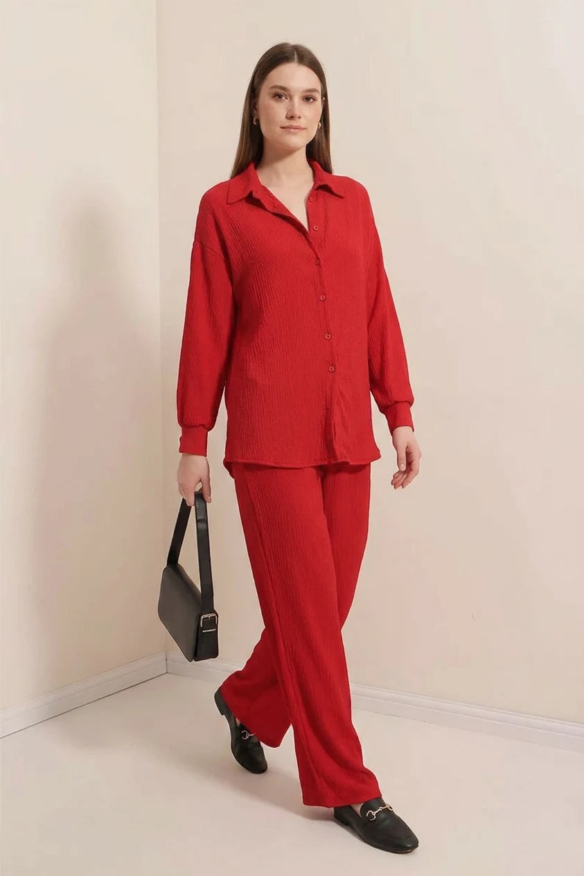 Kadın Gömlek Yaka Oversize İkili Takım – Renk Seçenekleri 1