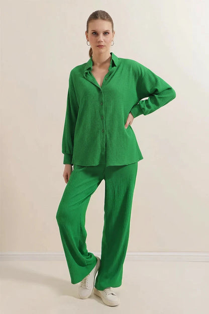 Kadın Gömlek Yaka Oversize İkili Takım – Renk Seçenekleri 1