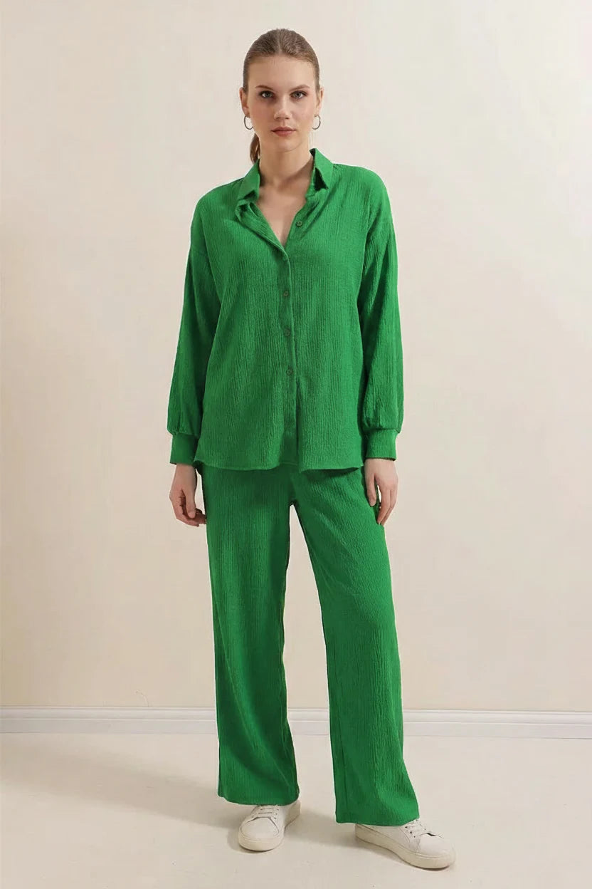 Kadın Gömlek Yaka Oversize İkili Takım – Renk Seçenekleri 1
