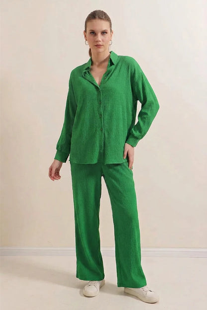 Kadın Gömlek Yaka Oversize İkili Takım – Renk Seçenekleri 1