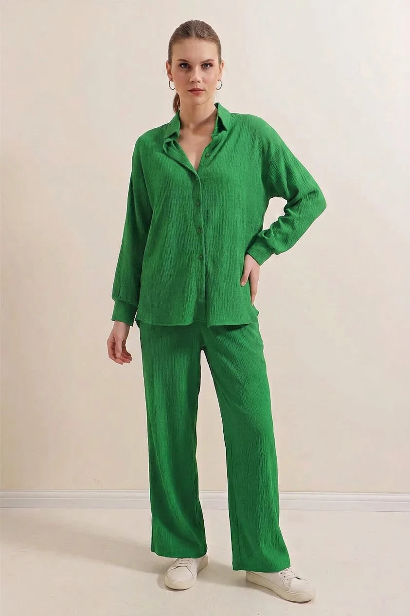 Kadın Gömlek Yaka Oversize İkili Takım – Renk Seçenekleri 1