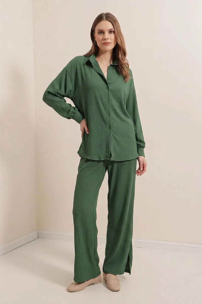 Kadın Gömlek Yaka Oversize İkili Takım – Renk Seçenekleri 1