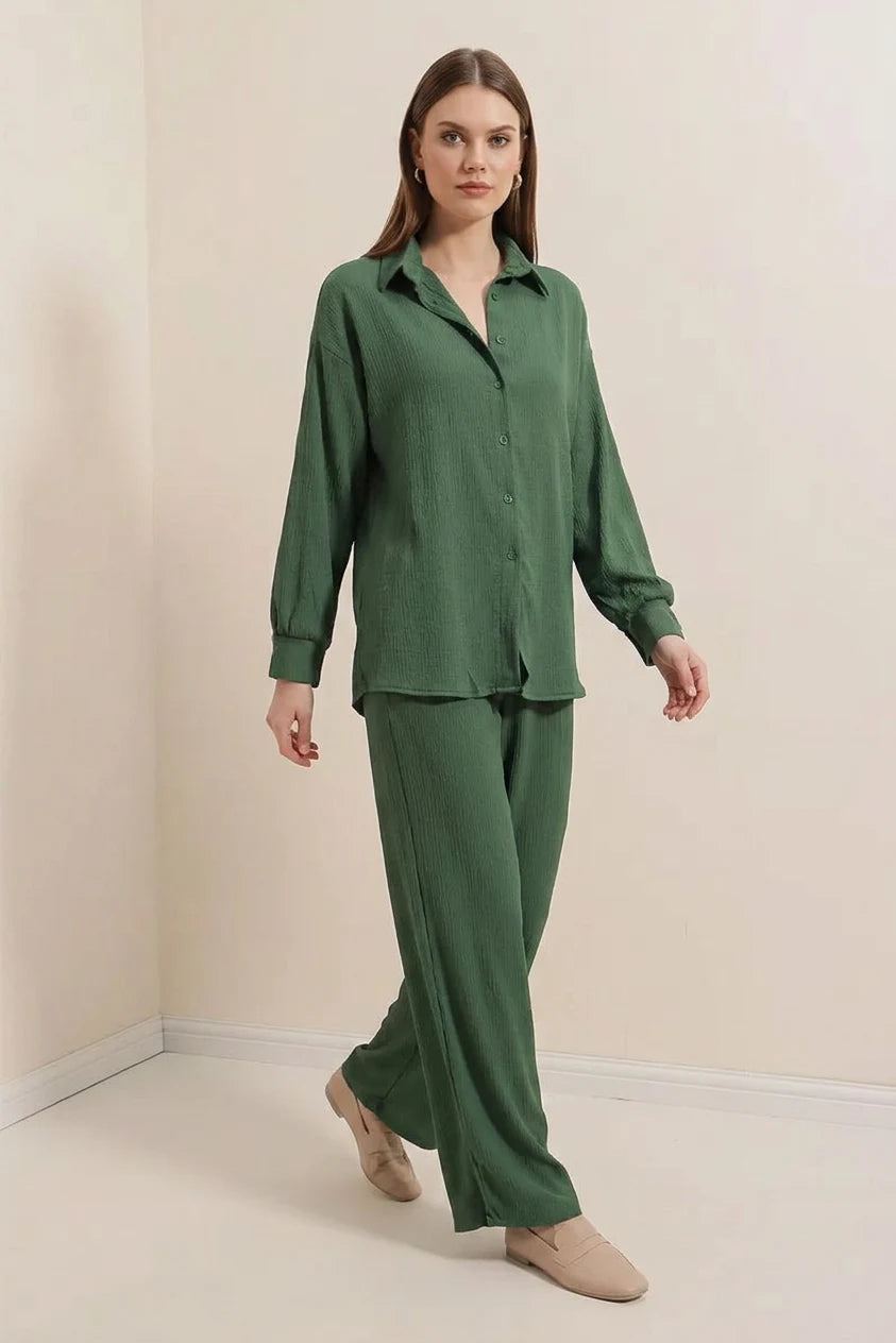 Kadın Gömlek Yaka Oversize İkili Takım – Renk Seçenekleri 1