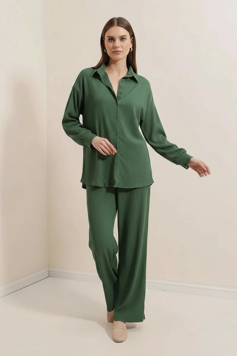 Kadın Gömlek Yaka Oversize İkili Takım – Renk Seçenekleri 1