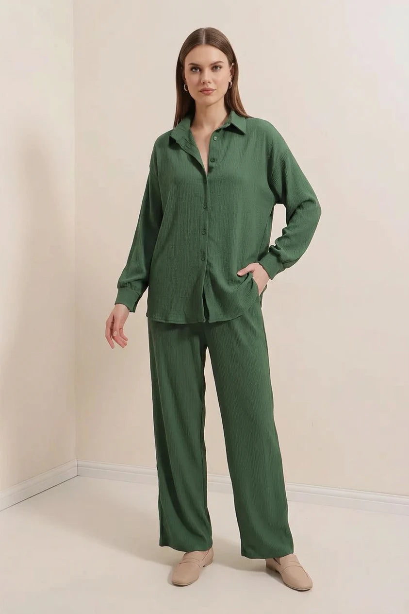Kadın Gömlek Yaka Oversize İkili Takım – Renk Seçenekleri 1