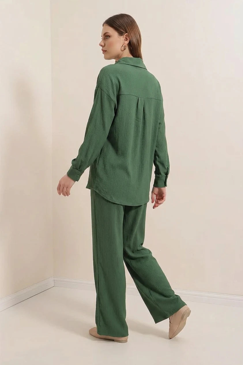 Kadın Gömlek Yaka Oversize İkili Takım – Renk Seçenekleri 1