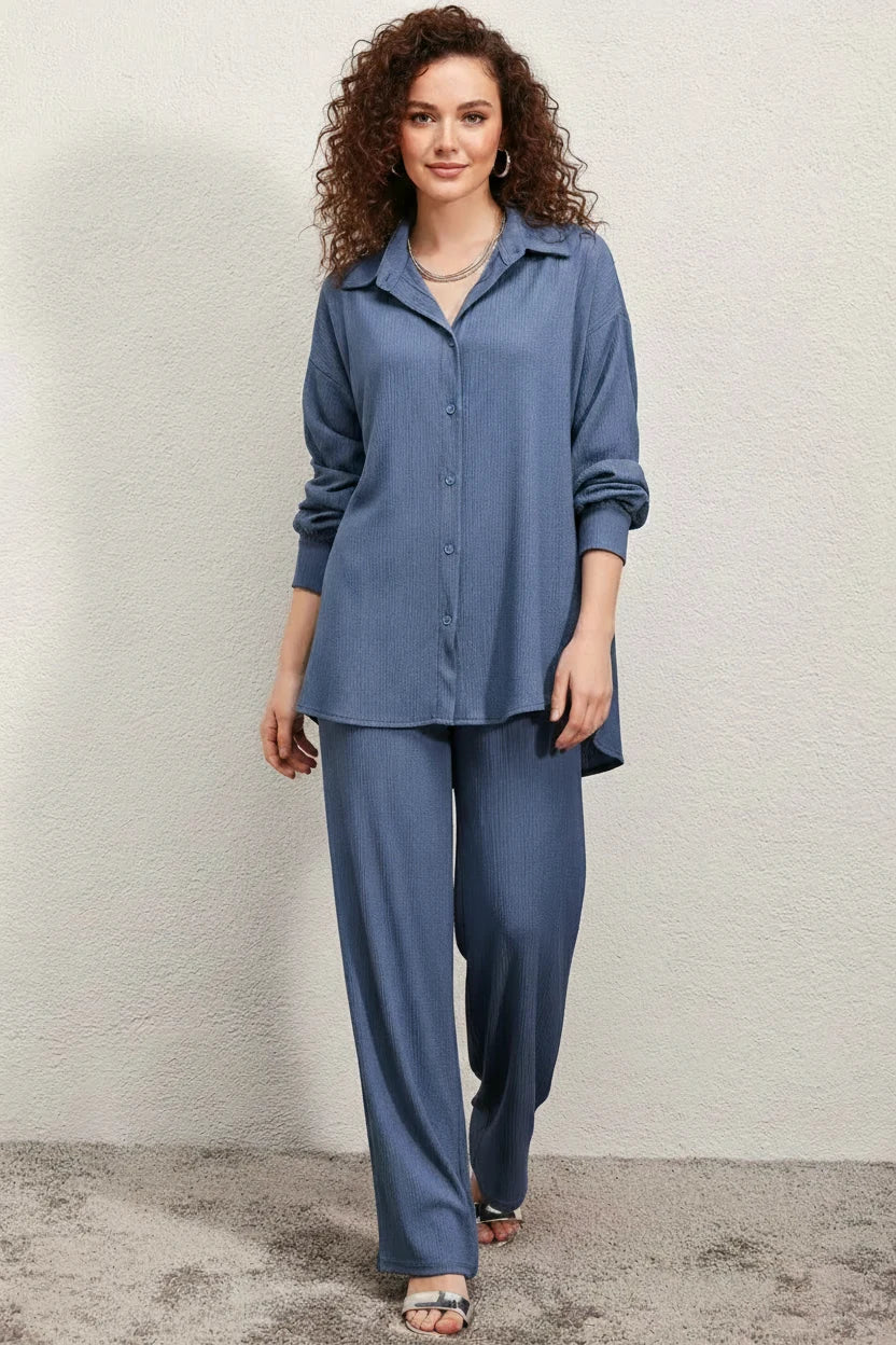 Kadın Gömlek Yaka Oversize İkili Takım – Renk Seçenekleri 1