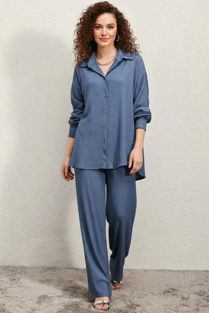 Kadın Gömlek Yaka Oversize İkili Takım – Renk Seçenekleri 1