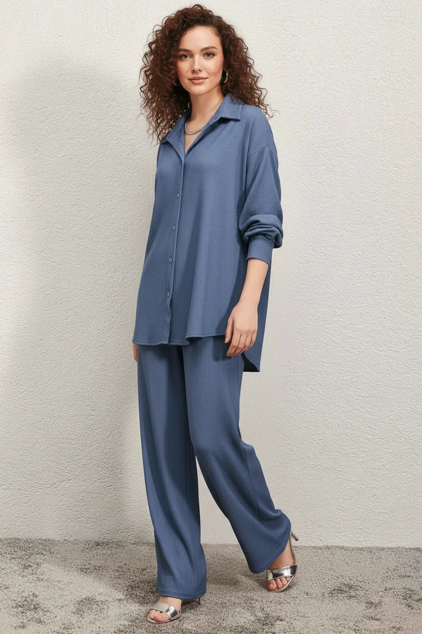 Kadın Gömlek Yaka Oversize İkili Takım – Renk Seçenekleri 1