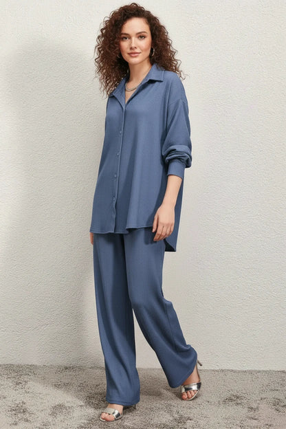 Kadın Gömlek Yaka Oversize İkili Takım – Renk Seçenekleri 1