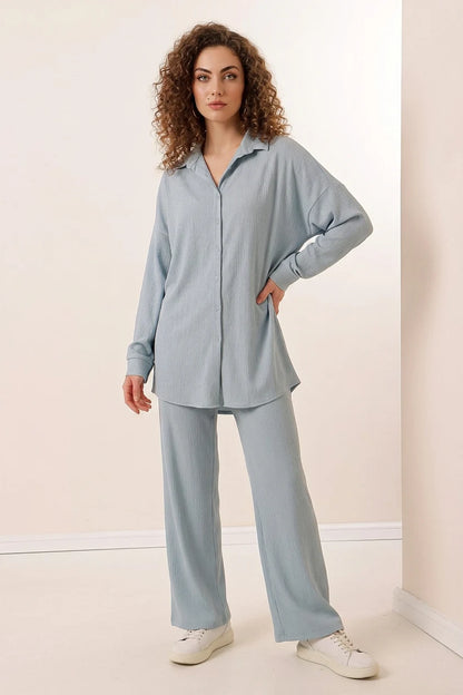 Kadın Gömlek Yaka Oversize İkili Takım – Renk Seçenekleri 1