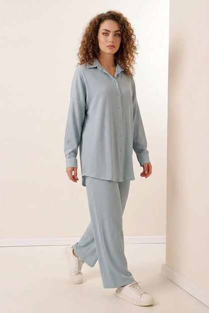 Kadın Gömlek Yaka Oversize İkili Takım – Renk Seçenekleri 1