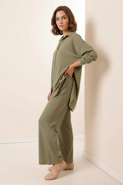 Kadın Gömlek Yaka Oversize İkili Takım – Renk Seçenekleri 1