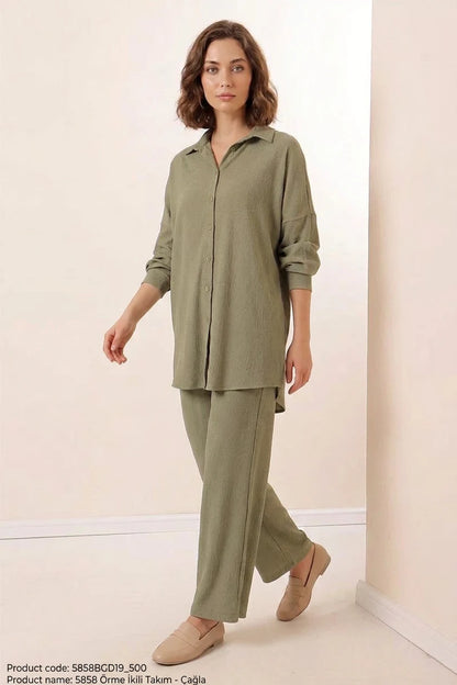 Kadın Gömlek Yaka Oversize İkili Takım – Renk Seçenekleri 1