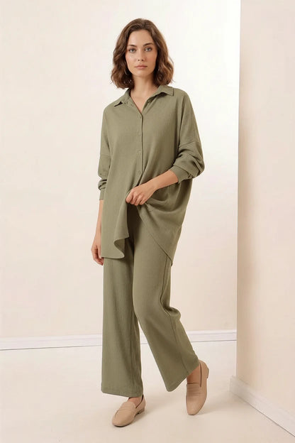 Kadın Gömlek Yaka Oversize İkili Takım – Renk Seçenekleri 1