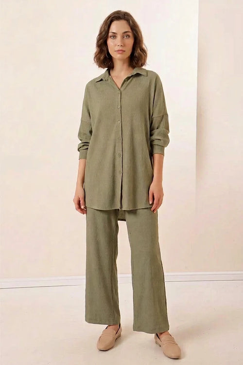 Kadın Gömlek Yaka Oversize İkili Takım – Renk Seçenekleri 1